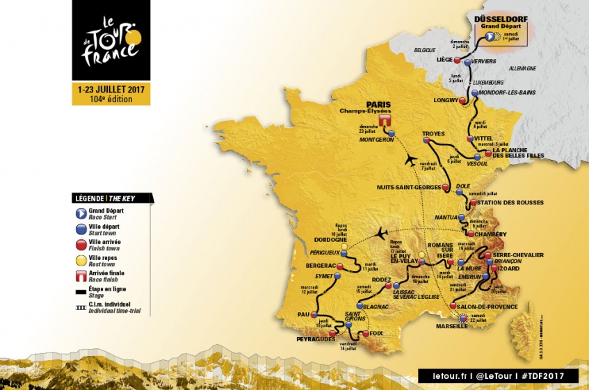 Tour de France 2017: le parcours étape par étape