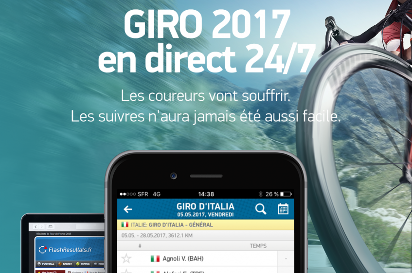 Suivez les résultats en direct du Giro d’Italia 2017 grâce à l’application Android/iOS FlashResultats !