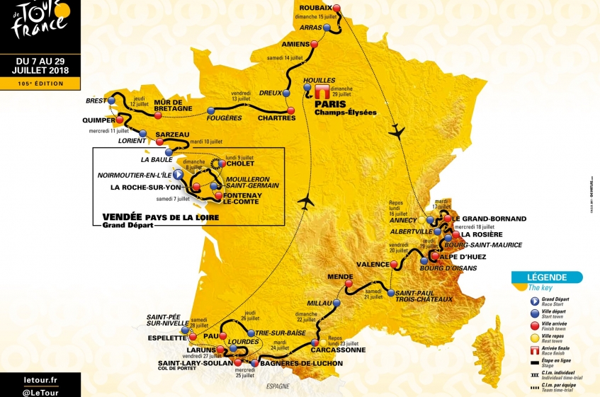 Tour de France 2018 : le parcours, étape par étape