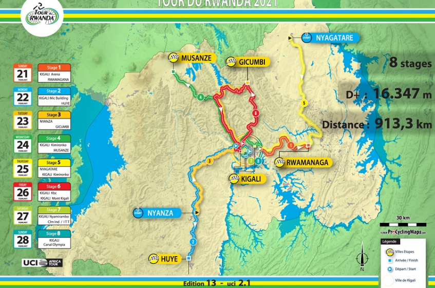 Tour du Rwanda : le parcours de l'édition 2021