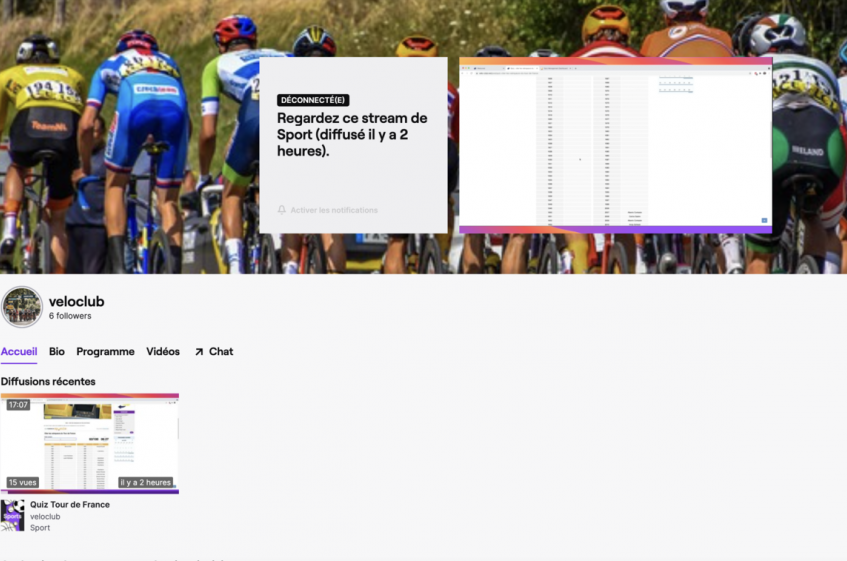 Velo-Club lance sa chaîne Twitch !