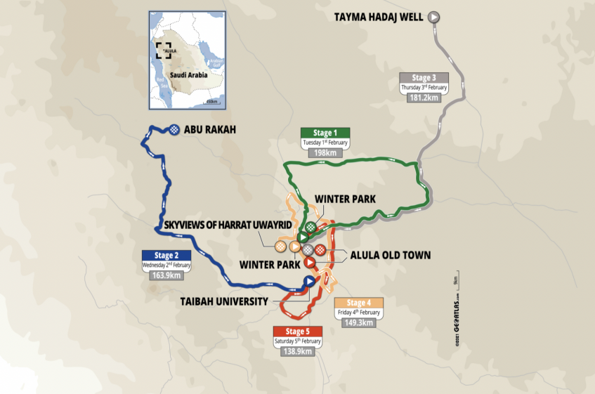 Le parcours et les équipes du Saudi Tour 2022