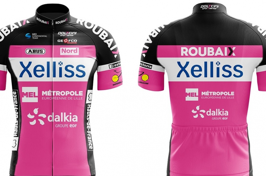 Maillot Cycliste Giordana Roubaix Lille Métropole – Blanc, Taille M – Occasion