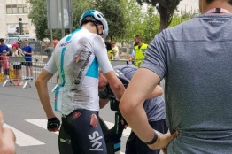 Tour d'Italie : Chris Froome victime d'une chute lors de la reconnaissance de la 1ère étape